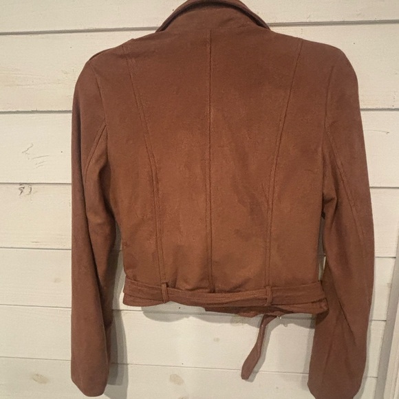 Lulu's Brown Faux Suede Moto Jacket in size small - Picture 10 of 10